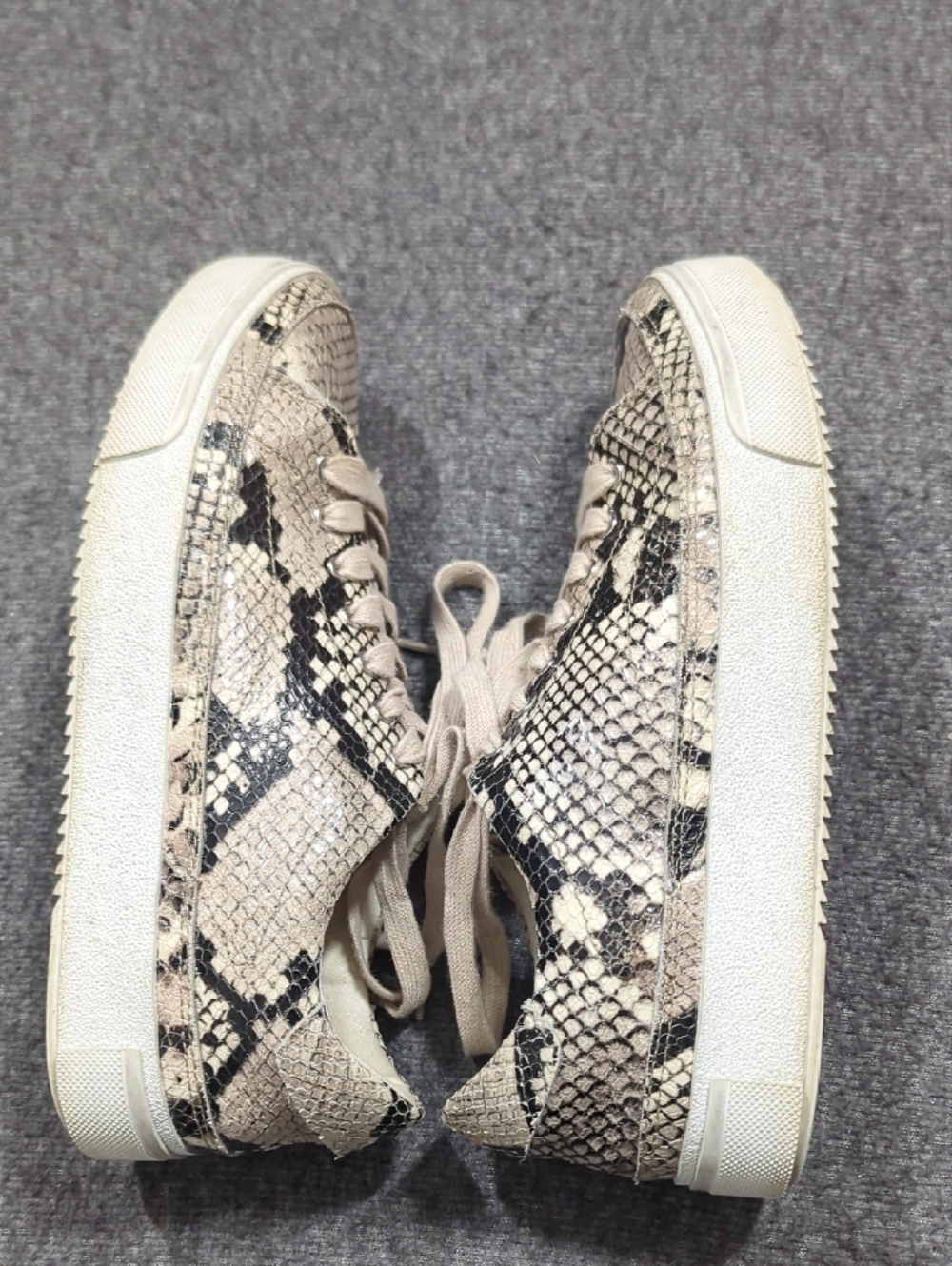 AllSaints Shoes Womens 39 Leather Beige Black Snake-Print Sneakers Trish Revolve - Picture 6 of 10